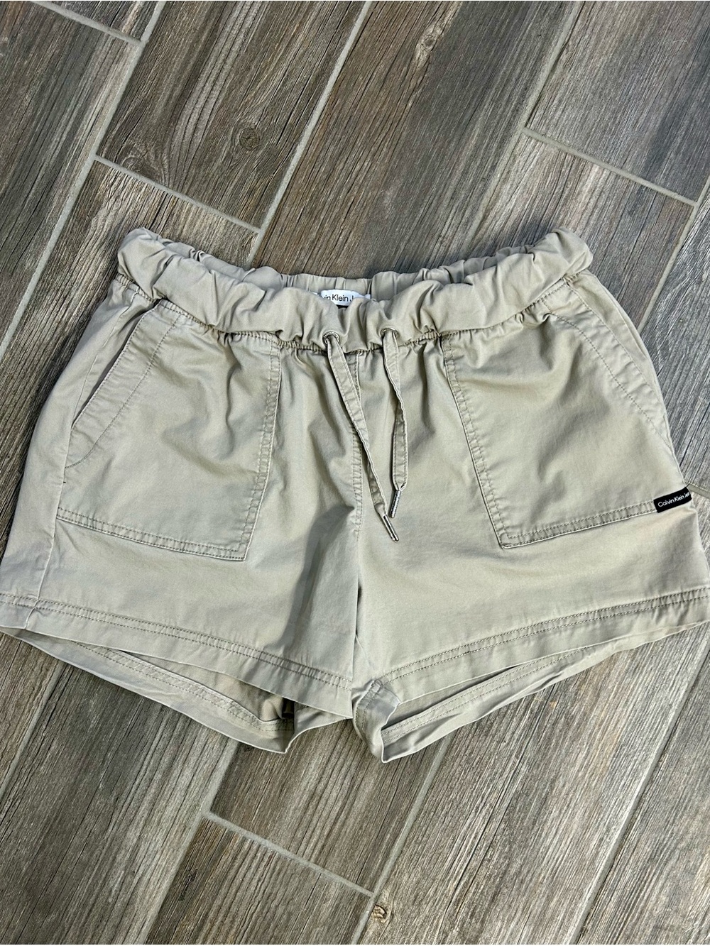 Calvin Klein Jeans Khaki Pull-On Utility Shorts Drawstring Beige Size M